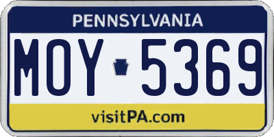 PA license plate MOY5369