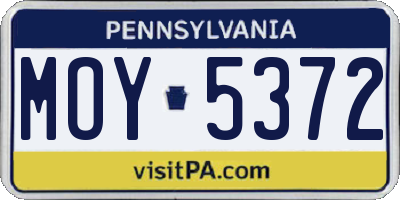 PA license plate MOY5372