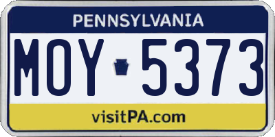 PA license plate MOY5373