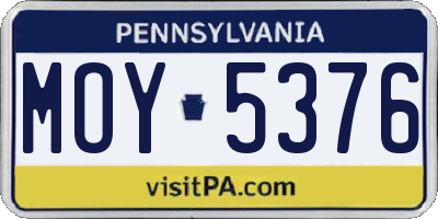 PA license plate MOY5376