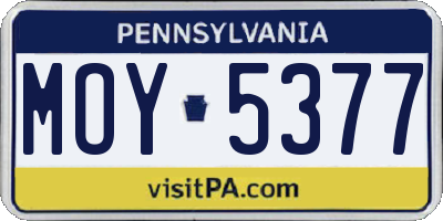 PA license plate MOY5377