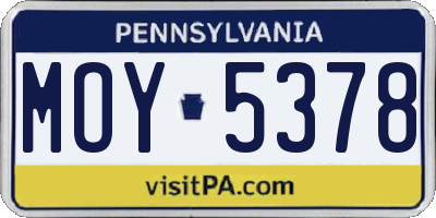PA license plate MOY5378