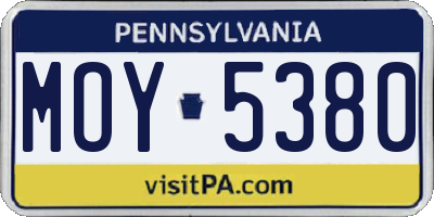 PA license plate MOY5380