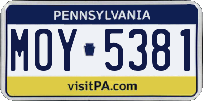 PA license plate MOY5381