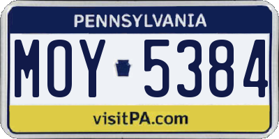 PA license plate MOY5384