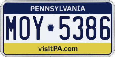 PA license plate MOY5386