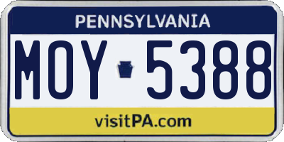 PA license plate MOY5388