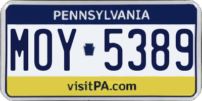 PA license plate MOY5389