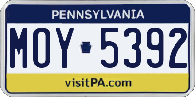 PA license plate MOY5392