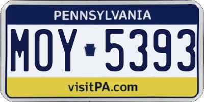 PA license plate MOY5393