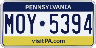 PA license plate MOY5394