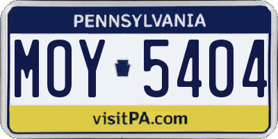 PA license plate MOY5404