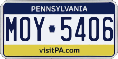 PA license plate MOY5406
