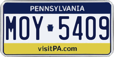 PA license plate MOY5409