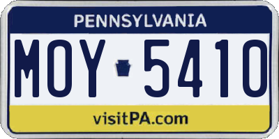 PA license plate MOY5410