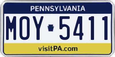 PA license plate MOY5411