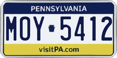 PA license plate MOY5412