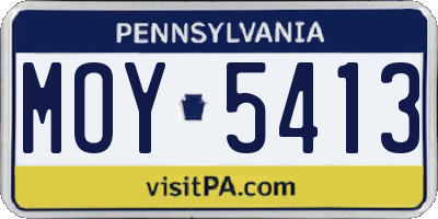 PA license plate MOY5413