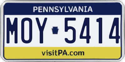 PA license plate MOY5414