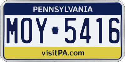 PA license plate MOY5416