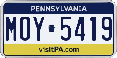 PA license plate MOY5419