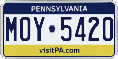 PA license plate MOY5420