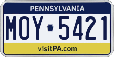 PA license plate MOY5421