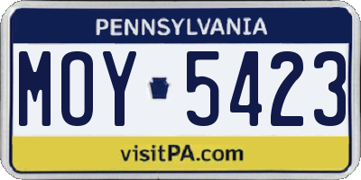 PA license plate MOY5423