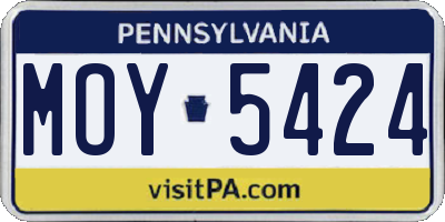 PA license plate MOY5424