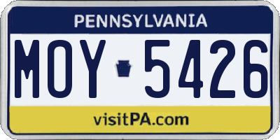PA license plate MOY5426