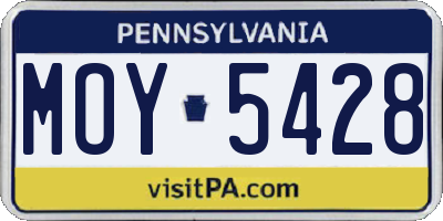 PA license plate MOY5428