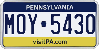 PA license plate MOY5430