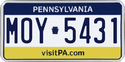 PA license plate MOY5431