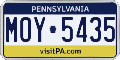 PA license plate MOY5435