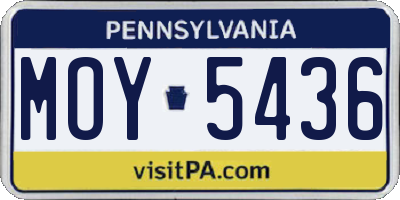 PA license plate MOY5436