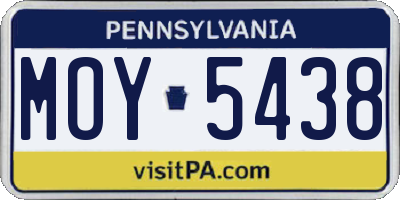 PA license plate MOY5438