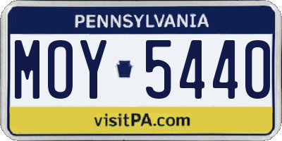 PA license plate MOY5440