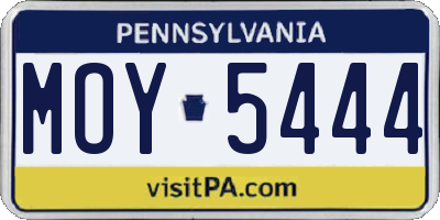 PA license plate MOY5444
