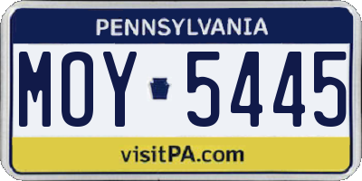PA license plate MOY5445
