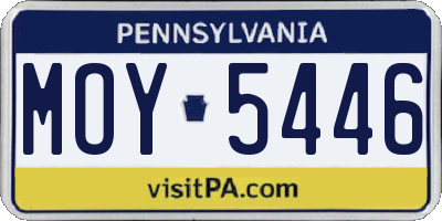 PA license plate MOY5446