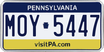 PA license plate MOY5447