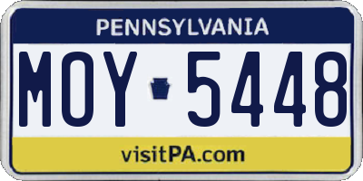 PA license plate MOY5448