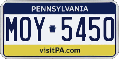 PA license plate MOY5450