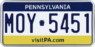 PA license plate MOY5451