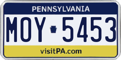 PA license plate MOY5453