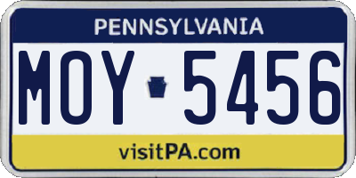 PA license plate MOY5456