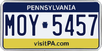 PA license plate MOY5457