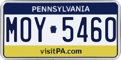 PA license plate MOY5460