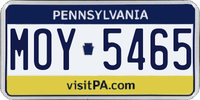 PA license plate MOY5465