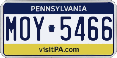 PA license plate MOY5466